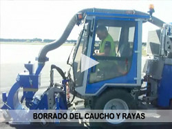 Borrado del caucho y rayas en un aeropuerto Borrado del caucho y rayas en un aeropuerto